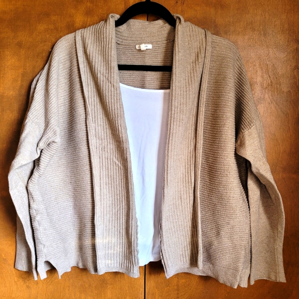 Maurices Neutral Tan Open Front Ribbed Soft Cardigan Size 2